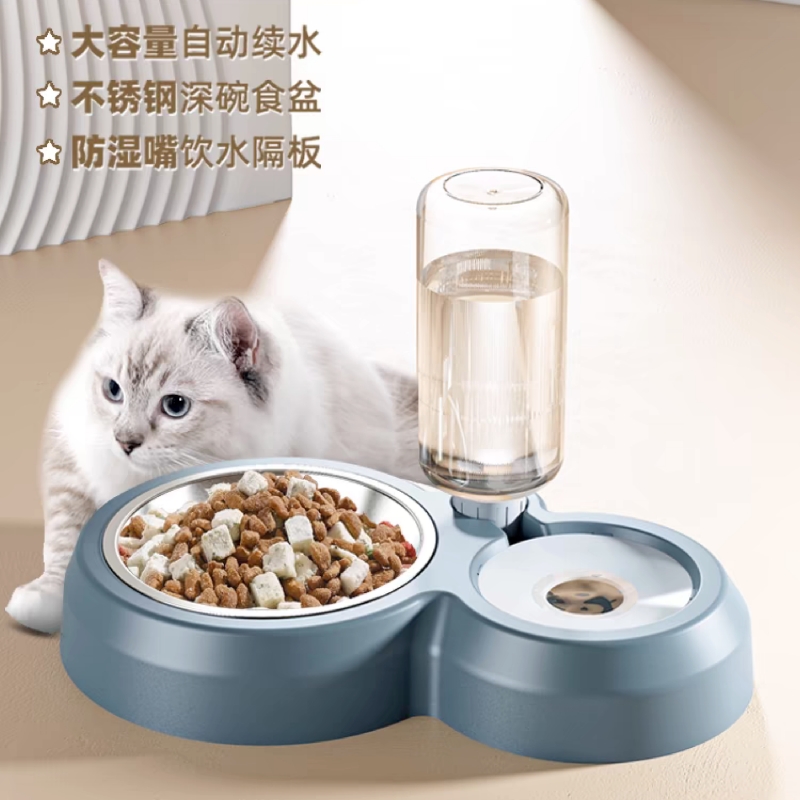 猫碗狗盆狗碗食盆狗狗喝水一体猫咪用品饭盆宠物自动饮水吃饭饭碗